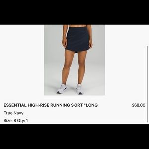 Lululemon Essential High Rise Running Skirt Long - True Navy - Size 8